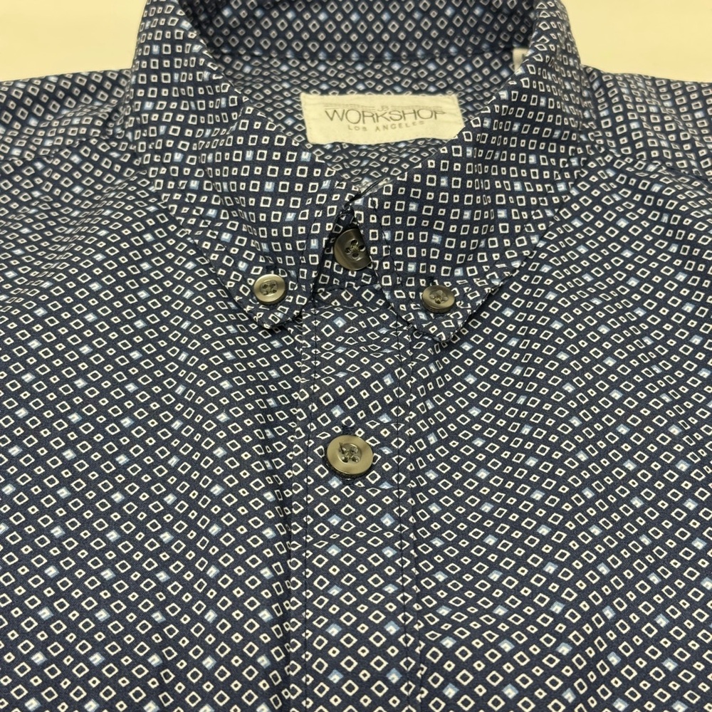 Workshop Republic Clothing Navy Geometric Men's Shirt
